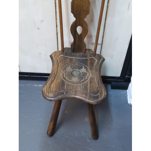 75 - Spinning wheel, chair and tapestry frame