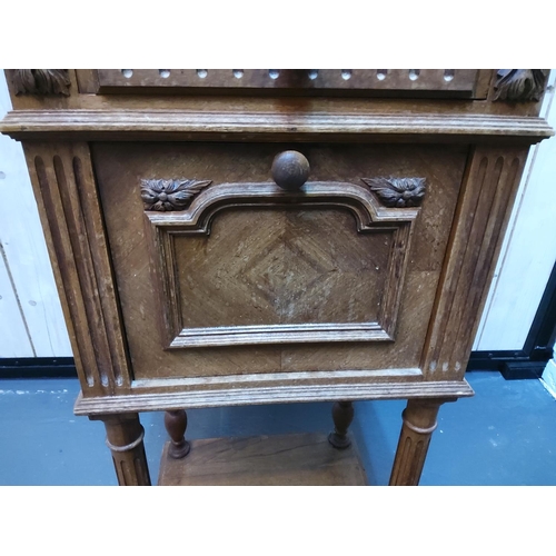 76 - Antique French marble topped pot cupboard, 90cms in height