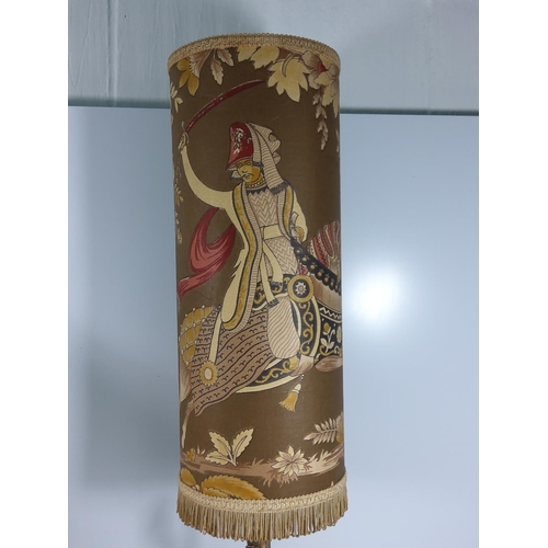 235 - Oriental figural lamp 43cm to top of figure and 93cm to top of shade