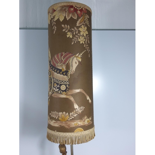 235 - Oriental figural lamp 43cm to top of figure and 93cm to top of shade