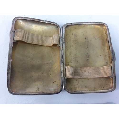 336 - Silver cigarette case and other silver cutlery