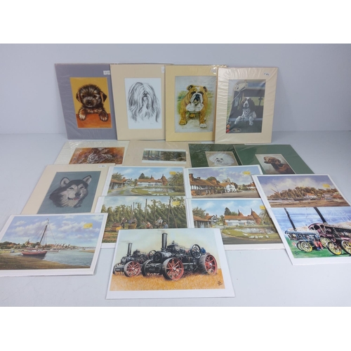 7 - Large qty of various mounted prints mainly of animals