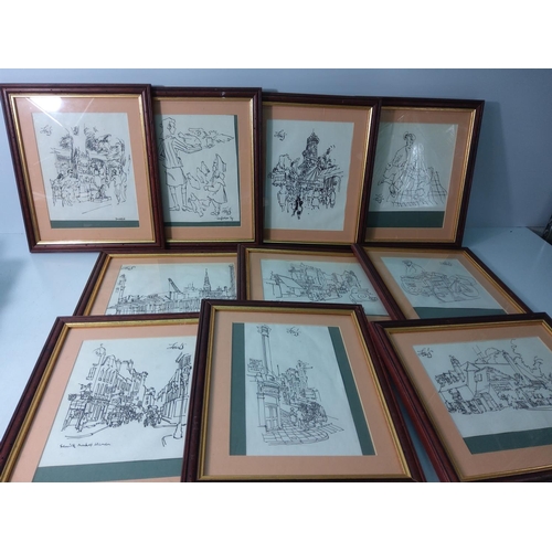 48 - Set of 18 various pictures all framed and signed, largest 35 x 30cms