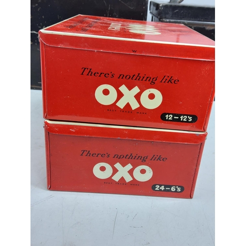 73 - Metal Deed box, WWII First Aid tin and 2 early OXO tins