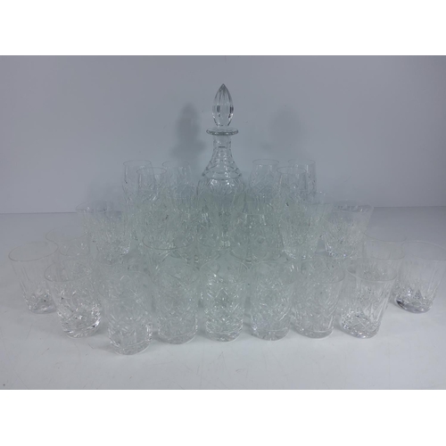 23 - Box of various cut glass, crystal and a decanter