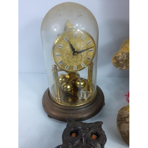 118 - Vintage clocks teddy bear and crucifix etc
