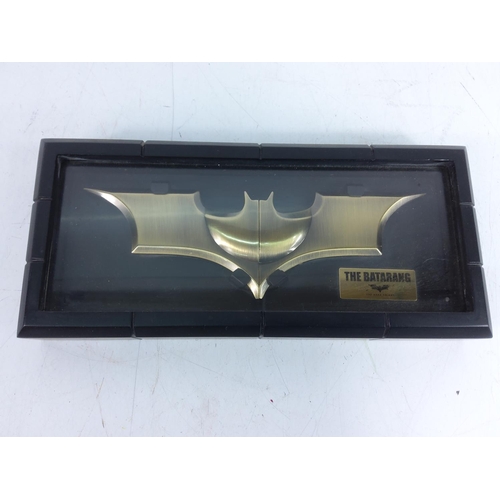 127 - Batman Dark Knight coins and Baterang (24 x 11cms)