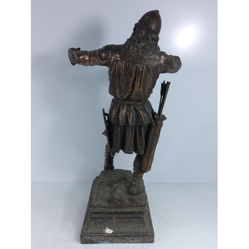 135 - Pair of cast spelter warrior figures, 58cms in height