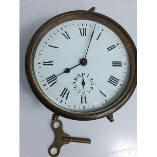 139 - Antique brass cased bedroom clock