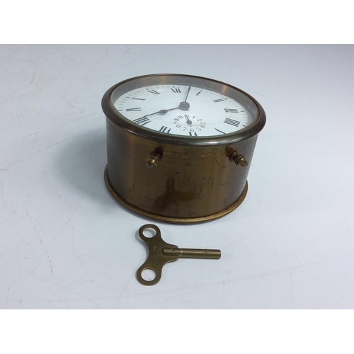 139 - Antique brass cased bedroom clock