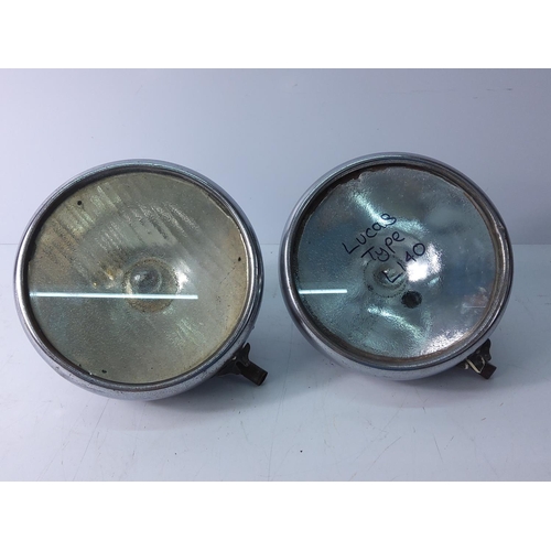 44 - Pair of vintage 8 inch Lucas type L140 'King of the Road' headlights