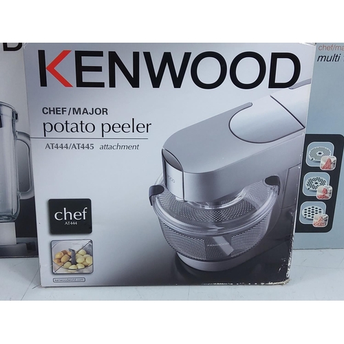 74 - Kenwood attachments, including potatoe peeler, glass blender, multi food grinder, liquidiser A989 an... 