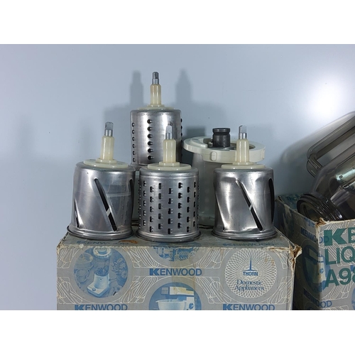 74 - Kenwood attachments, including potatoe peeler, glass blender, multi food grinder, liquidiser A989 an... 