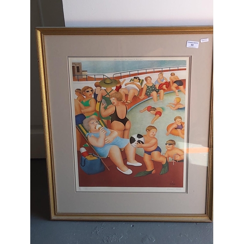 88 - Pencil signed gilt framed Beryl Cook print, 72 x 60cms