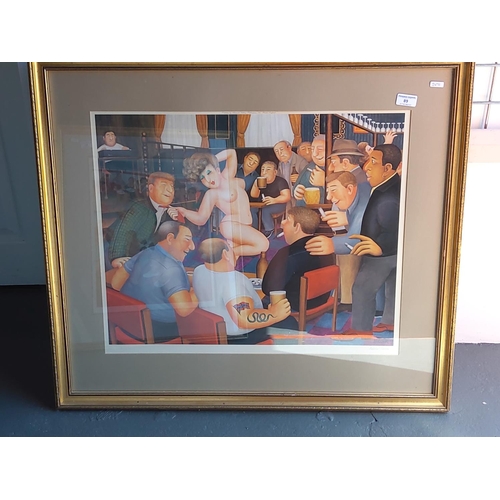 89 - Pencil signed gilt framed Beryl Cook print with Certificate of Authenticity, 76 x 85cms