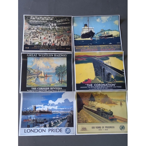 19 - Collection of posters including Winnie the Pooh and a modern rail enthusiasts sign dated 1983 19 x 2... 