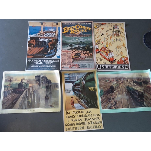 19 - Collection of posters including Winnie the Pooh and a modern rail enthusiasts sign dated 1983 19 x 2... 