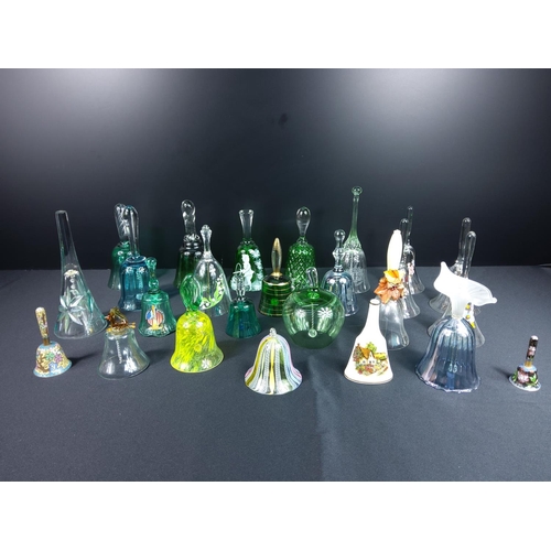 81 - Collection of glass and coloured glass bells including hand decorated and Mary Gregory