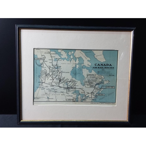 91 - Original 1936 Canada Airmail map issued by John A Sullivan Deputy Postmaster General 42cm x 35cm