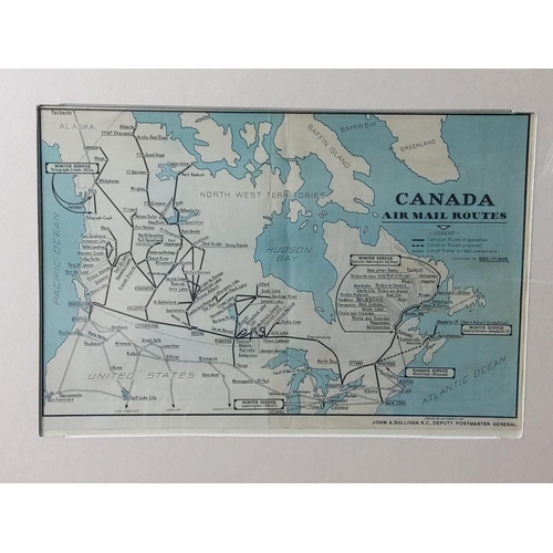 91 - Original 1936 Canada Airmail map issued by John A Sullivan Deputy Postmaster General 42cm x 35cm