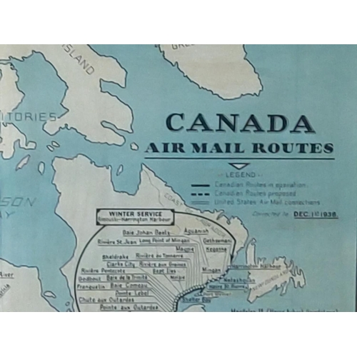 91 - Original 1936 Canada Airmail map issued by John A Sullivan Deputy Postmaster General 42cm x 35cm