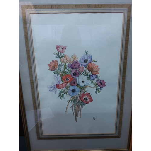 187 - 2 x large signed watercolours of flowers, 75 x 53cms