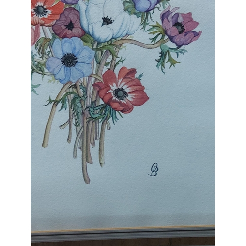 187 - 2 x large signed watercolours of flowers, 75 x 53cms