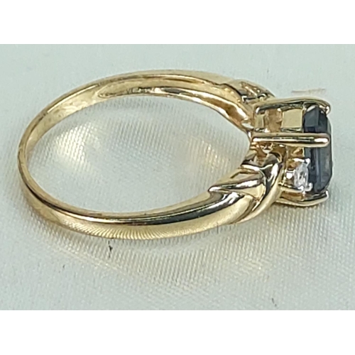 197 - 9ct gold topaz and diamond ring, size N