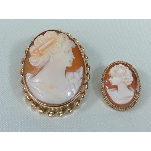 214 - 2 gold mounted cameos