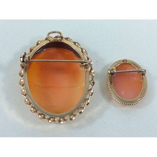 214 - 2 gold mounted cameos