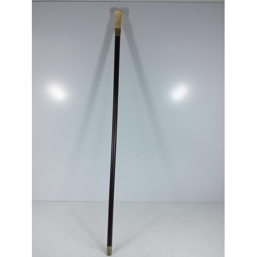 126 - Bone handled walking stick with naked lady figure