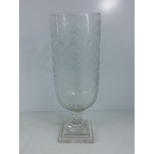 134 - Glass hurricane lamp, 40cms in height