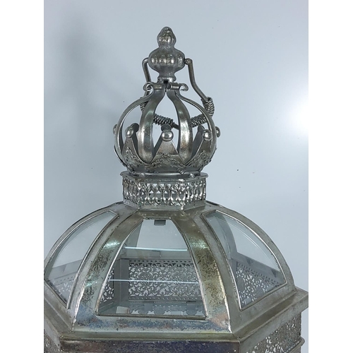 154 - Large metal and glass lantern, 60cms in height