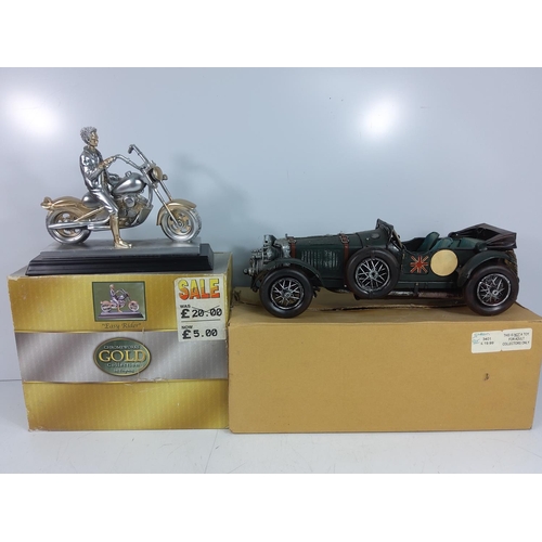 51 - Tin plate car and model motorcycle