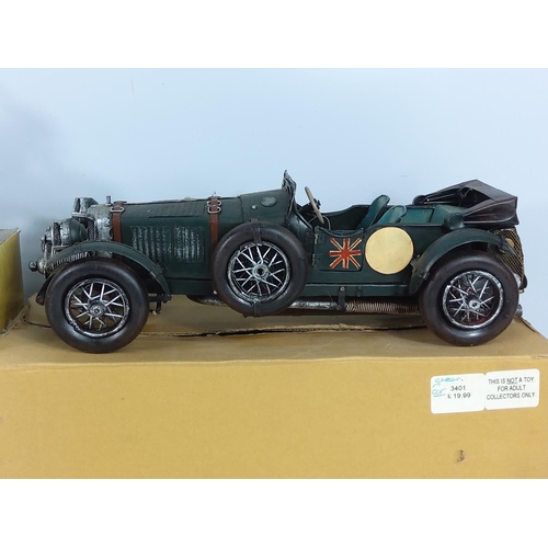 51 - Tin plate car and model motorcycle