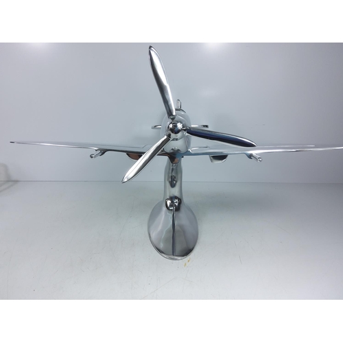 97 - Large aluminium model spitfire, 45 x 62 x 50cms