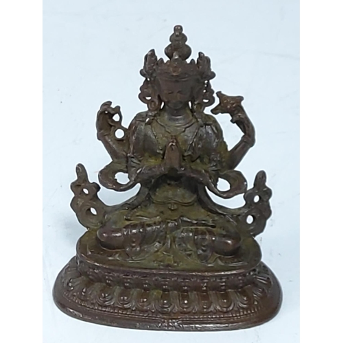 208 - Cast bronze oriental Goddess, 7cms in height