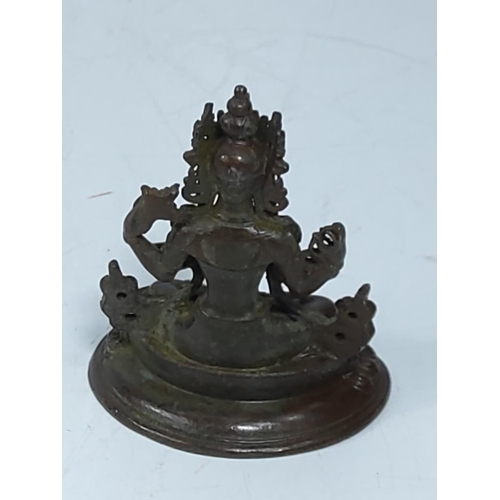 208 - Cast bronze oriental Goddess, 7cms in height