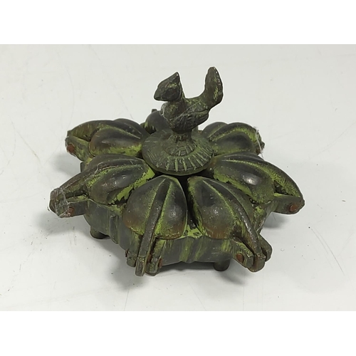 227 - Cast bronze oriental 7 section spice box