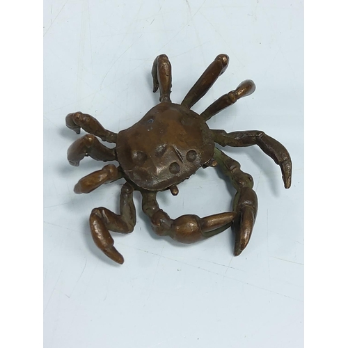 239 - Signed oriental bronze crab