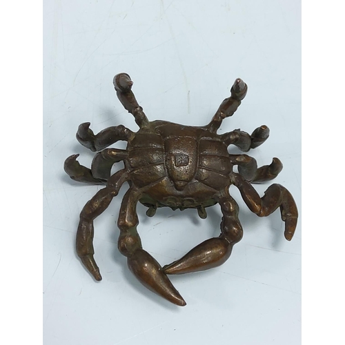 239 - Signed oriental bronze crab