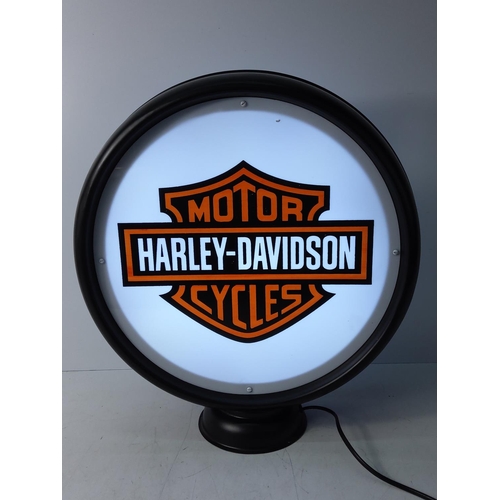 90 - Harley Davidson illuminated sign, 47cms tall, 43cms in diameter