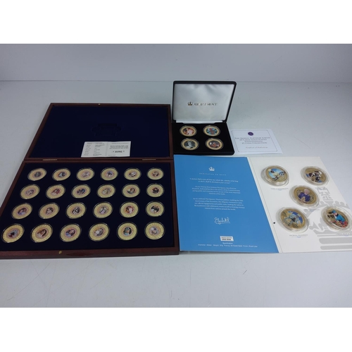 254 - Cased set of 4 Royal Commemorative coins, cased set of 5 Royal Commemorative coins and cased set of ... 