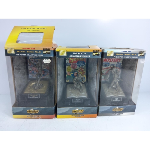 65Q - 3 boxed Marvel pewter figures