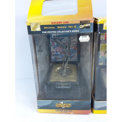 65Q - 3 boxed Marvel pewter figures