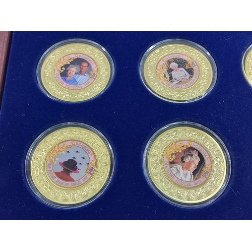 254 - Cased set of 4 Royal Commemorative coins, cased set of 5 Royal Commemorative coins and cased set of ... 