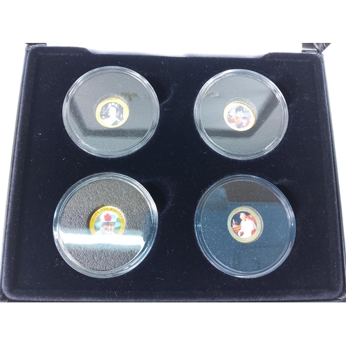 256 - Cased set of four 9ct gold proof commemorative coins each weighing 1g