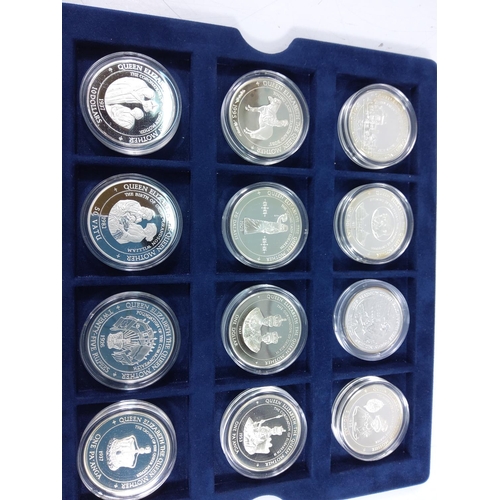 257 - Cased set of 35 commemorative silver proof coins plus one proof silver commemorative coin