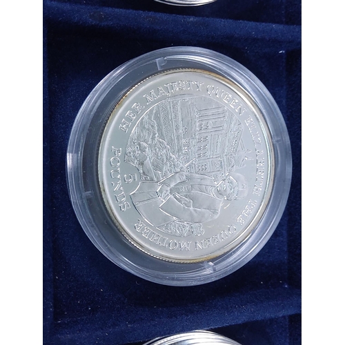 257 - Cased set of 35 commemorative silver proof coins plus one proof silver commemorative coin