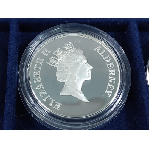 257 - Cased set of 35 commemorative silver proof coins plus one proof silver commemorative coin